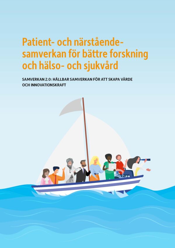 Framsida av broschyren "Patient- och närståendesamverkan för bättre forskning och hälso- och sjukvård"